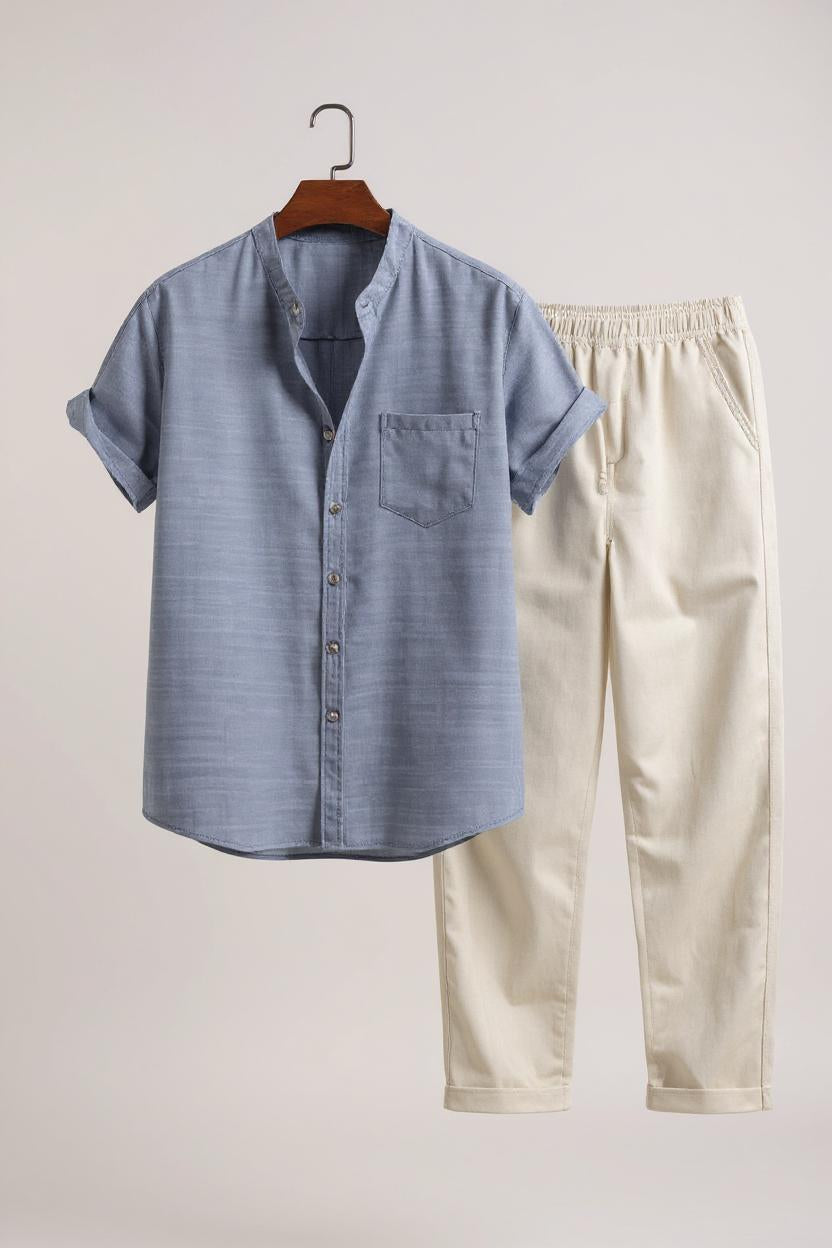 Ayra Linen Combo - Short Sleeve Set