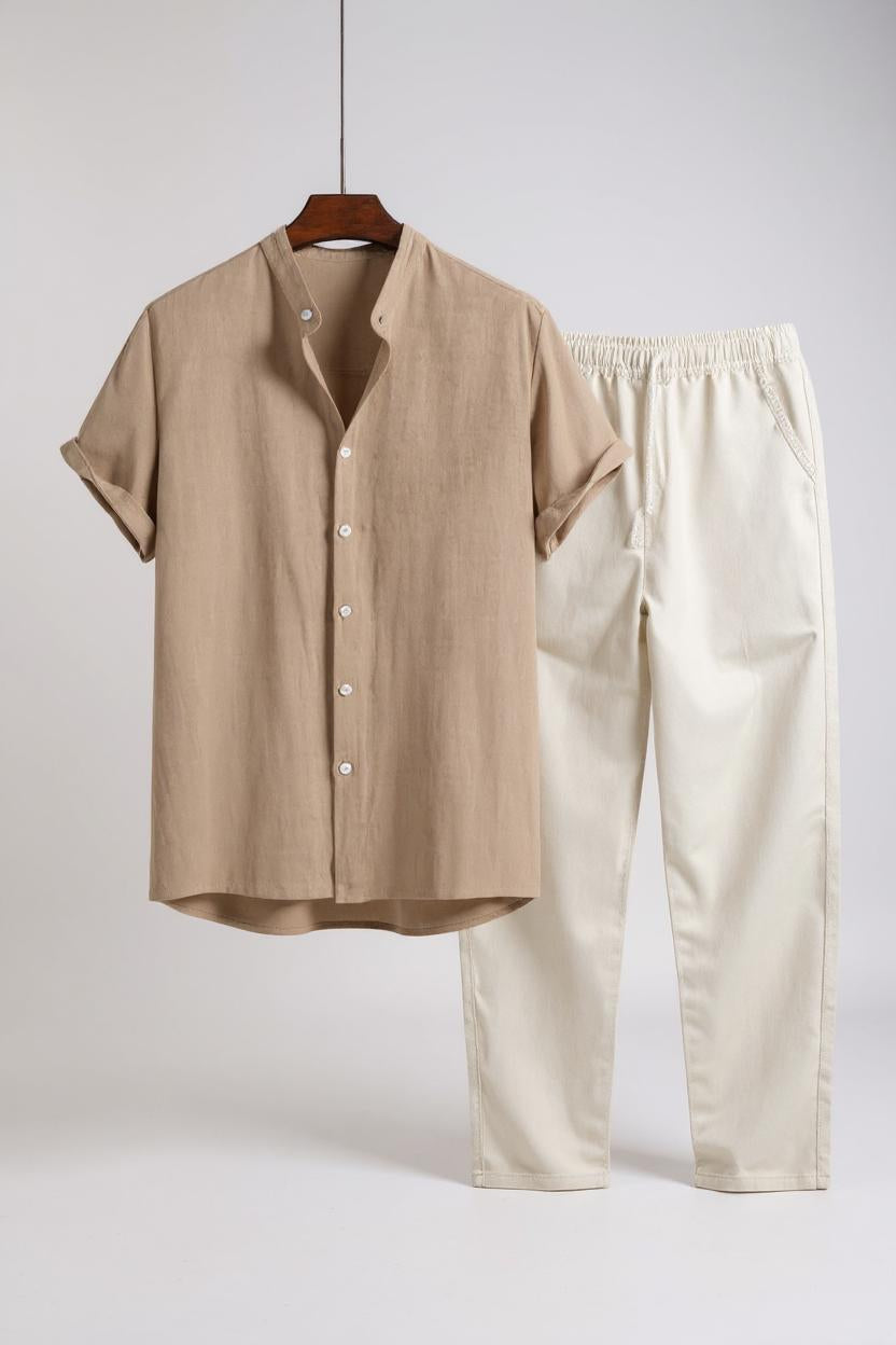 Ayra Linen Combo - Short Sleeve Set