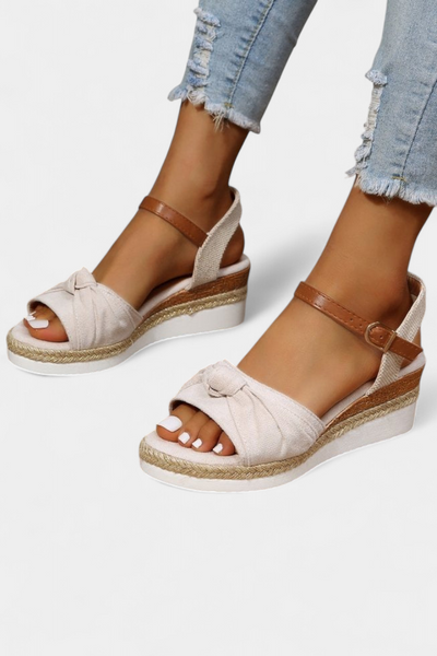 Loura Sandalias de Lona con Lazada