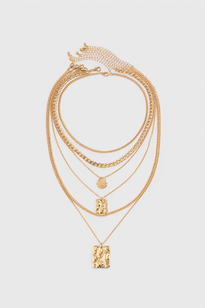 Collar de Colgante Geométrico de Cadena de Metal