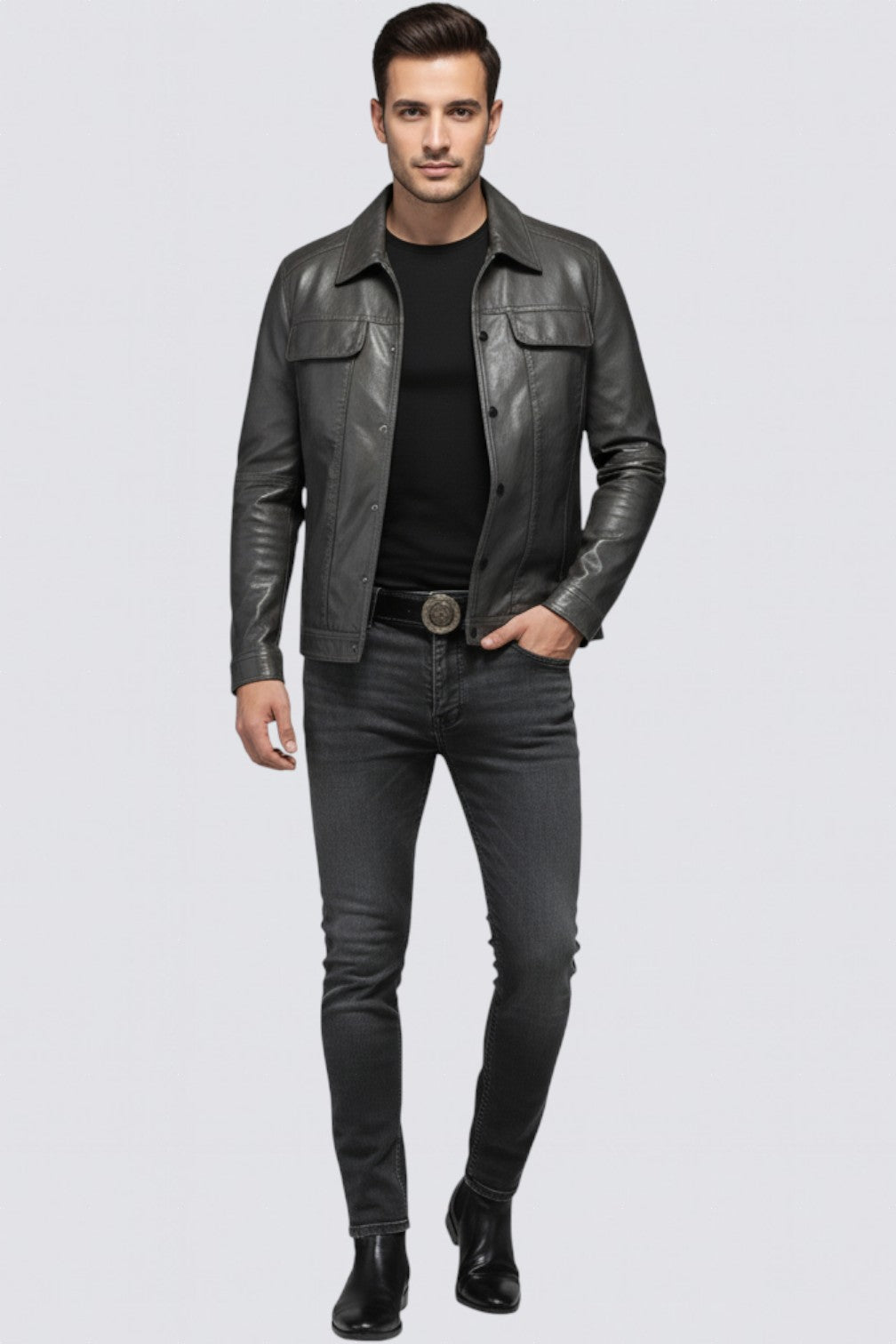 Abrigo de cuero para hombre