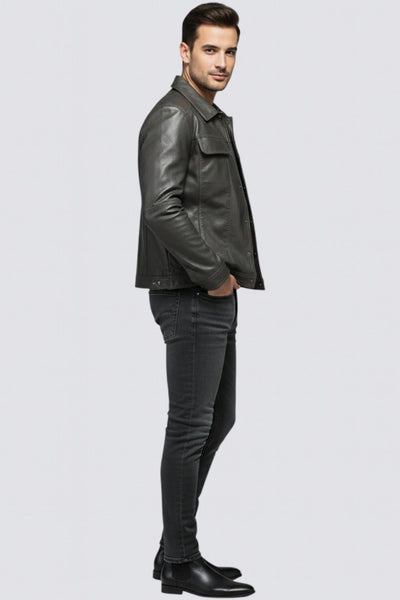 Abrigo de cuero para hombre