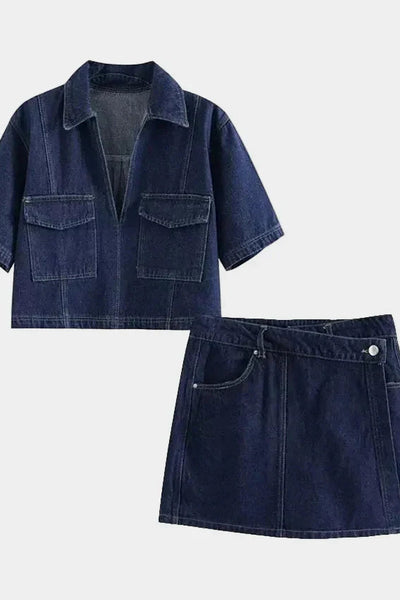 Conjunto de jeans con escote en V