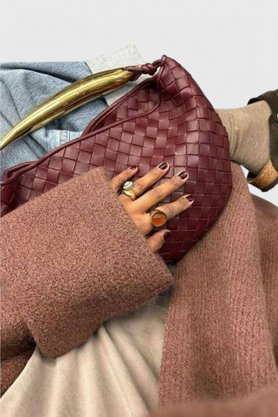 Gerda Bolso Tejido con Asa Dorada