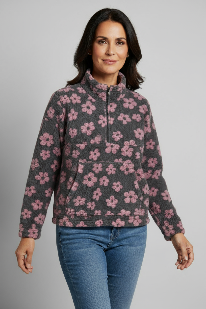 Suéter floral de felpa