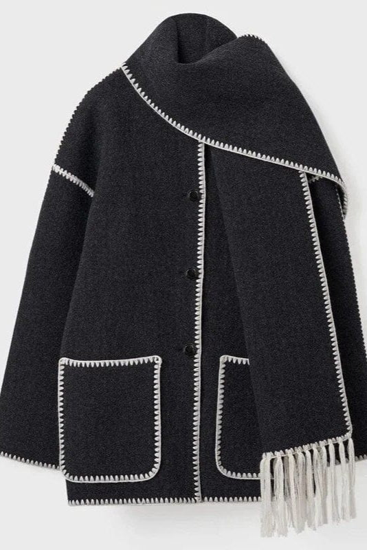 Abrigo con Bufanda de Flecos 