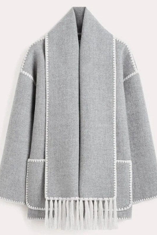 Abrigo con Bufanda de Flecos 