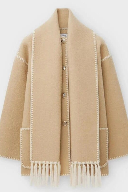 Abrigo con Bufanda de Flecos 