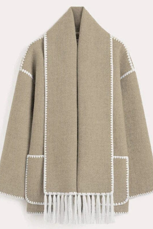 Abrigo con Bufanda de Flecos 