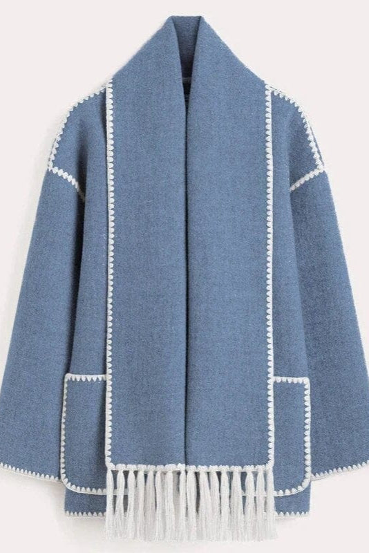 Abrigo con Bufanda de Flecos 