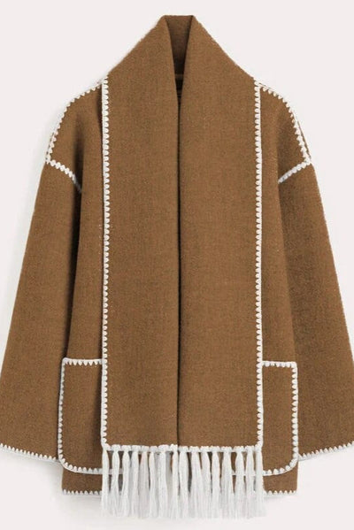 Abrigo con Bufanda de Flecos 