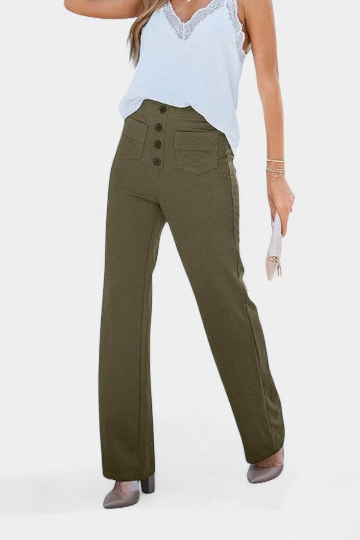 Nova Pantalones Rectos de Cintura Alta