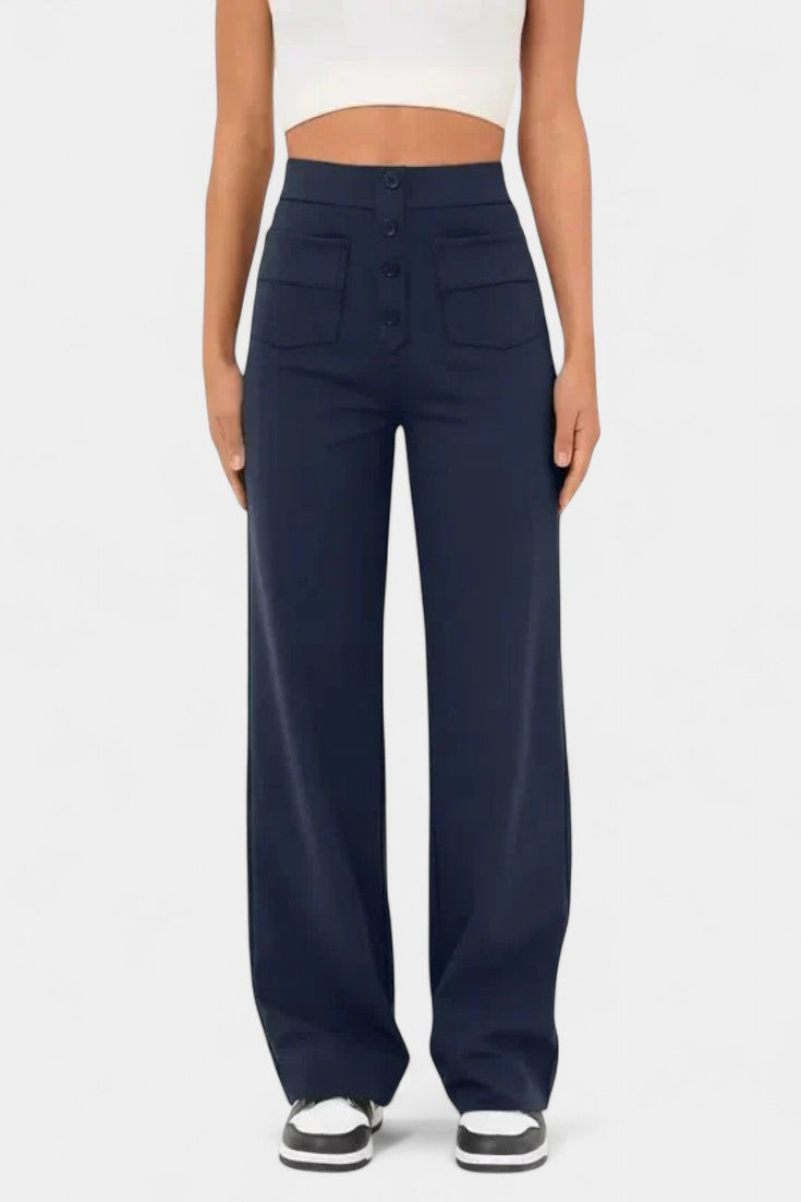 Nova Pantalones Rectos de Cintura Alta