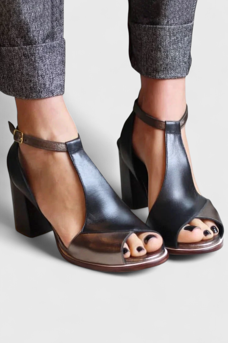 Vasílica Tacones Gruesos con Punta Abierta