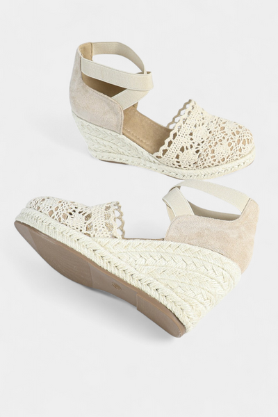 Nadie Alpargatas de Cuña con Encaje Artesanal para Mujer