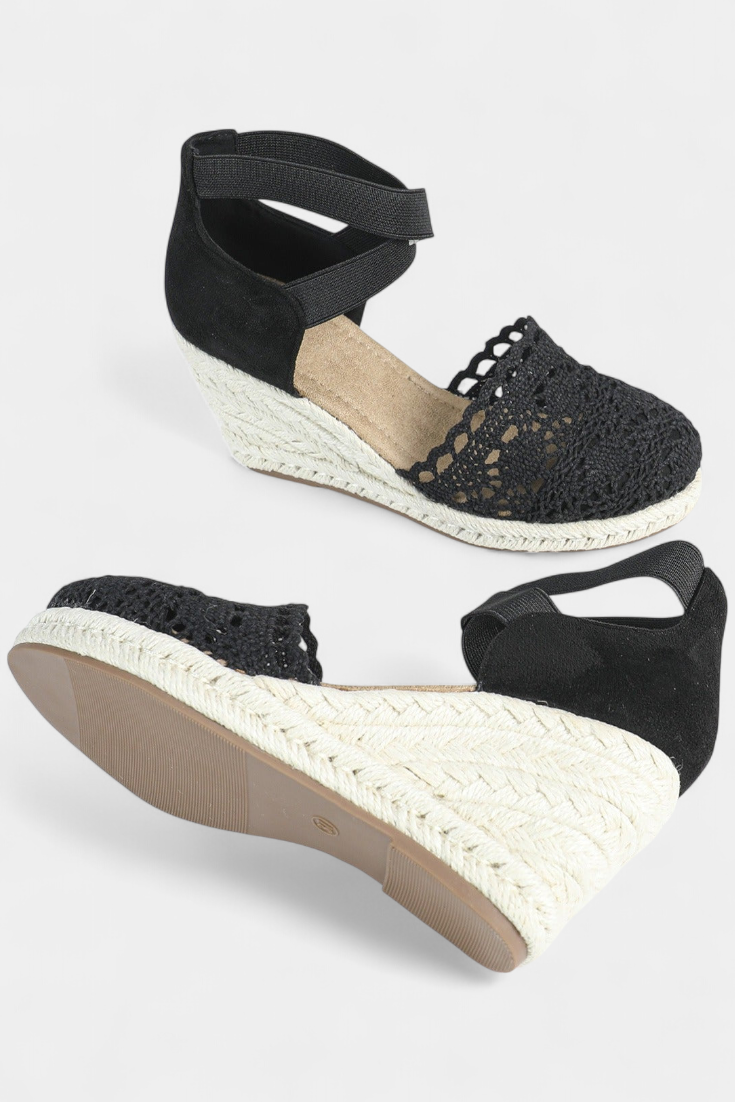 Nadie Alpargatas de Cuña con Encaje Artesanal para Mujer