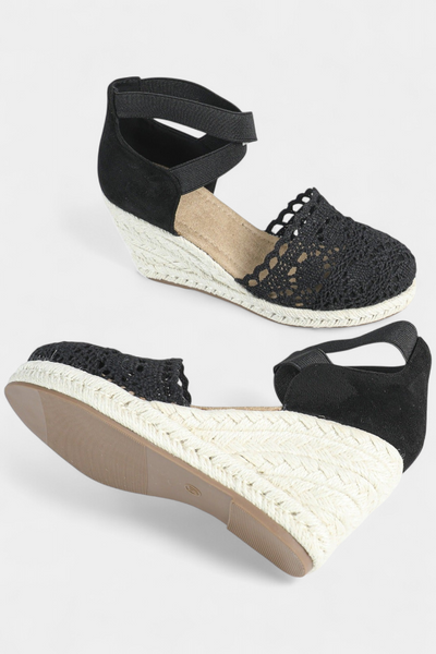 Nadie Alpargatas de Cuña con Encaje Artesanal para Mujer